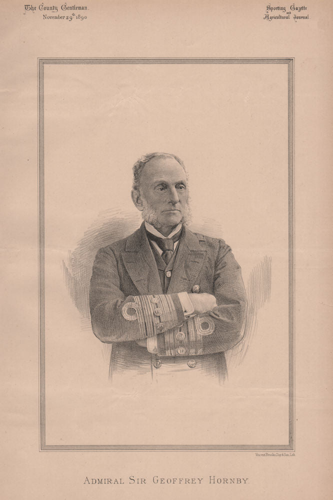 Admiral Sir Geoffrey Hornby 1890 old antique vintage print picture